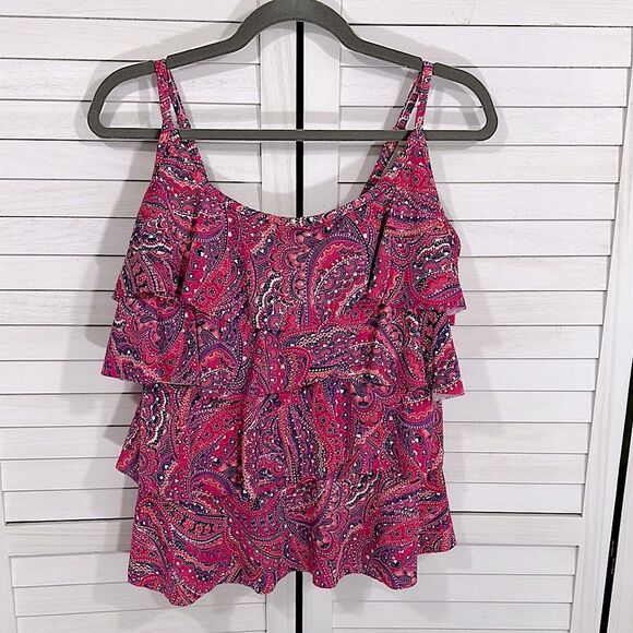 Women's Pink Paisley Tankini Top - Picture 4 of 13